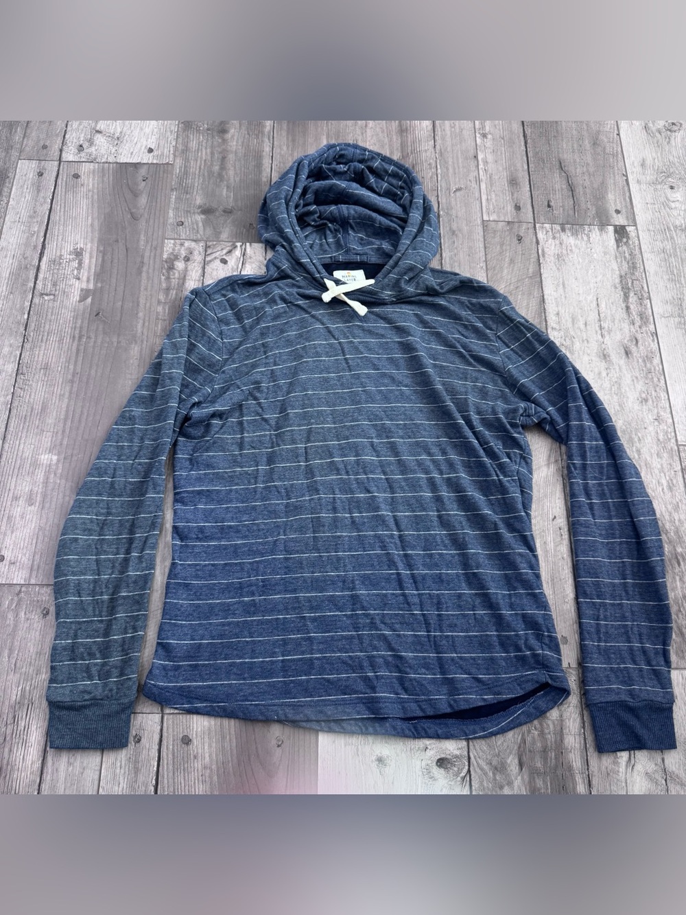 Marine Layer Women’s Navy Blue & White Striped Long Sleeve Pullover Hoodie Small